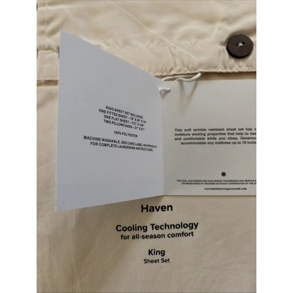 New UGG Haven KING Size Sheet Set 4 PCS Cooling Technology Haven Solid